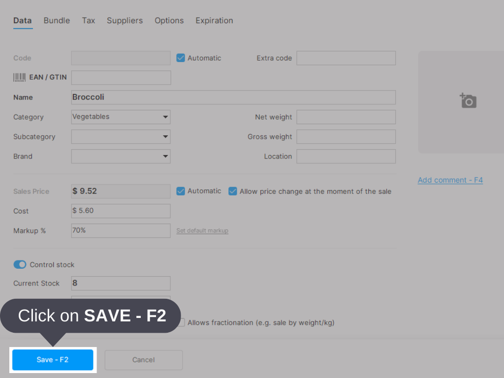 How to register a product and stock
